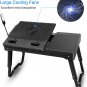 Teqhome Laptop Desk for Bed, Adjustable Laptop Bed Table with Fan, Portable Lap