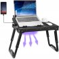 Teqhome Laptop Desk for Bed, Adjustable Laptop Bed Table with Fan, Portable Lap