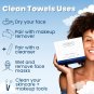 Clean Towels XL, Biobased Face Towel, Disposable Face Towelette, Facial Washclot