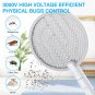 Electric Fly Swatter 3000V Bug Zapper Racket 2 in 1 Fly Swatter with 1200Mah Bat