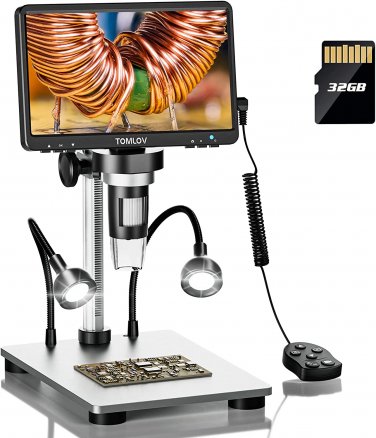 DM9 7" LCD Digital Microscope 1200X, 1080P Coin Microscope Magnifier with Metal