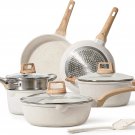 Pots and Pans Set Nonstick, White Granite Induction Kitchen Cookware Sets, 10 Pc