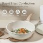 Pots and Pans Set Nonstick, White Granite Induction Kitchen Cookware Sets, 10 Pc