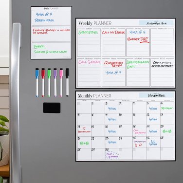Magnetic Calendar Bundle: 3 Boards Included 17"X12" - Monthly, Weekly, Daily - F