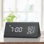 Digital Alarm Clock, with Wooden Electronic LED Time Display, 3 Alarm Settings,