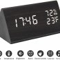 Digital Alarm Clock, with Wooden Electronic LED Time Display, 3 Alarm Settings,