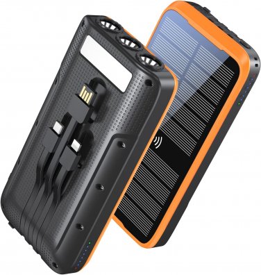 Solar-Charger-Power-Bank - Portable Charger,43800Mah Qc3.0 Fast Charging Qi 10W