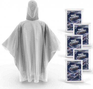 Disposable Rain Ponchos for Adults (5 Pack)