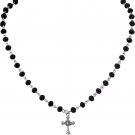 Goth Punk Grunge Bead Cross Necklace, Black Bead Cross Necklace, Y2K Neckace, Ha