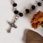 Goth Punk Grunge Bead Cross Necklace, Black Bead Cross Necklace, Y2K Neckace, Ha