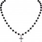 Goth Punk Grunge Bead Cross Necklace, Black Bead Cross Necklace, Y2K Neckace, Ha