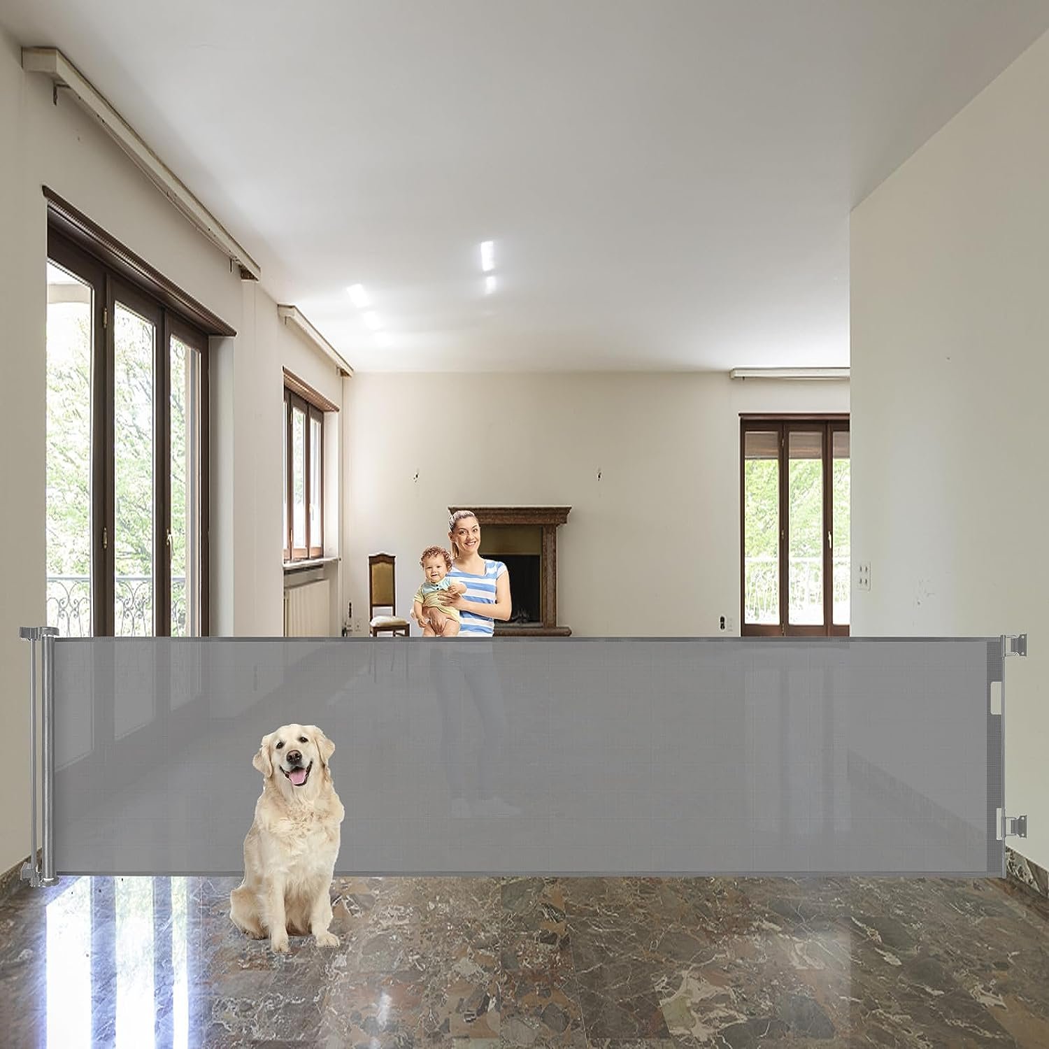 42 Inch Extra Tall Pet Gate 100 Inch Retractable Baby Gates Extra Wide