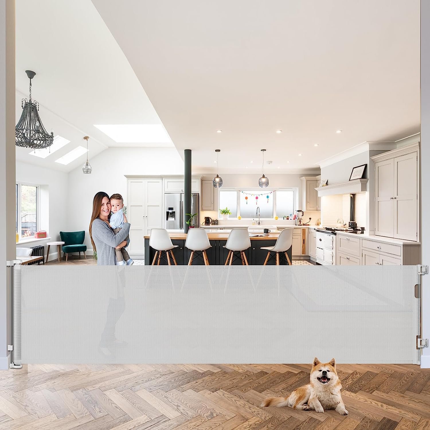 120 Inch Retractable Baby Gates Extra Wide Baby Gate Retractable Dog Gates for t