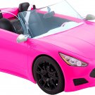 Barbie Toy Car, Bright Pink 2-Seater Convertible with Seatbelts and Rolling Whee