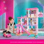 Barbie Toy Car, Bright Pink 2-Seater Convertible with Seatbelts and Rolling Whee