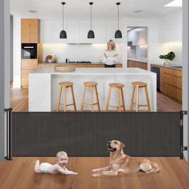 Retractable Baby Gates, 118 Inch Extra Wide Baby Gate for Large Openings, Mesh B