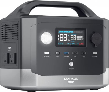 Portable Power Station 300W, MARXON 300Wh Solar Generator, 1.5 Hrs 80% Fast Rech