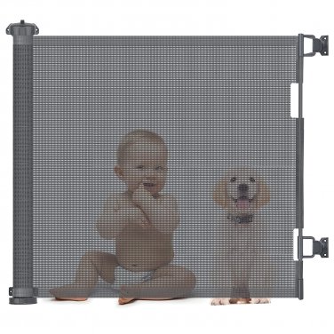Retractable Baby Gate, Extra Wide Child Mesh Safety Gate with 2 Sets of Mounting