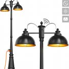 Dusk to Dawn Outdoor Lamp Post Lights with GFCI Outlet,Double-Head Farmhouse Str