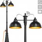 Dusk to Dawn Outdoor Lamp Post Lights with GFCI Outlet,Double-Head Farmhouse Str