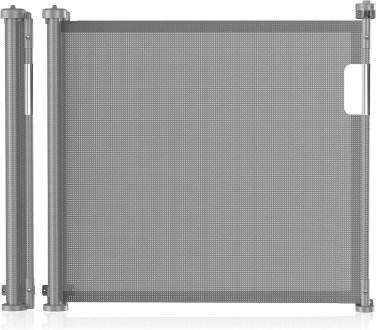 Retractable Baby Gates, Double Lock Safety Retractable Dog Gate for Baby and Pet