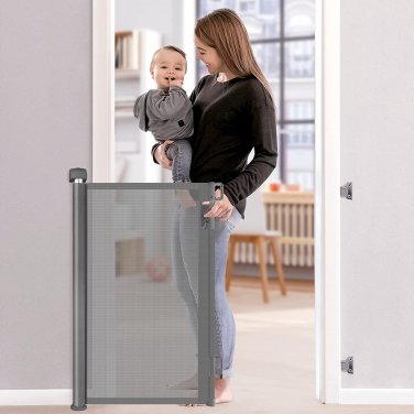 Retractable Baby Gate, Baby Gate for Stairs, Retractable Dog Gate, Baby Gate wit