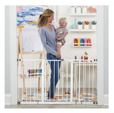 56-Inch Extra Widespan Walk through Baby Gate, Includes 4-Inch, 8-Inch and 12-In