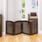 Wooden Freestanding Foldable Pet Gate for Dogs, 24 Inch 4 Panels Step over Fence