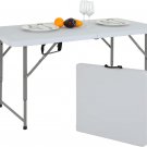 Folding Table 4FT, Plastic Table Height Adjustable Table for Picnic, Camping, Ki