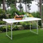 Folding Table 4FT, Plastic Table Height Adjustable Table for Picnic, Camping, Ki