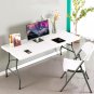 Folding Table 4FT, Plastic Table Height Adjustable Table for Picnic, Camping, Ki
