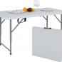 Folding Table 4FT, Plastic Table Height Adjustable Table for Picnic, Camping, Ki