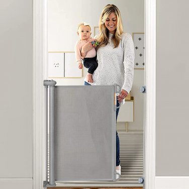 Retractable Baby Gate, 33" Tall, Extends up to 55" Wide, Child Safety Baby Gates