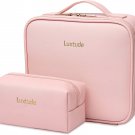 Leather Travel Makeup Train Case, Waterproof Makeup Bag Cosmetic Case Organizer,