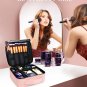 Leather Travel Makeup Train Case, Waterproof Makeup Bag Cosmetic Case Organizer,