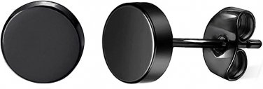Titanium round Flat Dot Disc Earrings for Women Men 18K Gold Plated 316L Surgica
