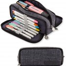 ANGOOBABY Large Pencil Case Big Capacity 3 Compartments Canvas Pencil Pouch for