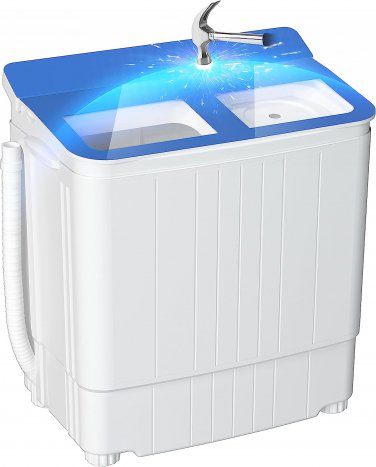 Portable Washing Machine, Compact Twin Tub Mini Washing Machine, 14.5 LBS Washer