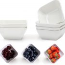 Square 3Oz Set of 6PCS White Ceramic Dip Mini Bowls Sauce Plate, Condiment Conta