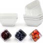 Square 3Oz Set of 6PCS White Ceramic Dip Mini Bowls Sauce Plate, Condiment Conta