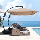 Napoli 10X13 FT Rectangular Offset Umbrella, Heavy Duty Aluminum Cantilever Hang