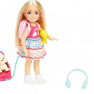 Barbie Chelsea Doll & 6 Accessories, Travel Set with Puppy, Pet Carrier & Backpa