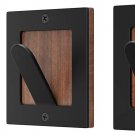 Wall Hooks - Set of 3 - Walnut Wood Black Square Metal Hooks for Hanging Coats -
