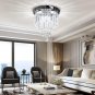 HOPGGIE Modern Mini Crystal Chandelier LED Ceiling Lamp 4-Lights Flush Mount Pen