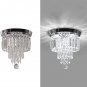 HOPGGIE Modern Mini Crystal Chandelier LED Ceiling Lamp 4-Lights Flush Mount Pen