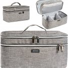 Large Makeup Bag, Travel Makeup Bag Organizer, Double Layer Train Case Makeup Ba