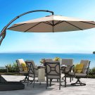 Deluxe NAPOLI Patio Umbrella, Curvy Aluminum Cantilever Umbrella with Base, roun