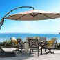Deluxe NAPOLI Patio Umbrella, Curvy Aluminum Cantilever Umbrella with Base, roun