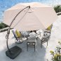 Deluxe NAPOLI Patio Umbrella, Curvy Aluminum Cantilever Umbrella with Base, roun