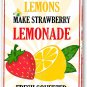Strawberry Lemon Fruit Print, Fruit Market Tin Sign, Retro Signs Kitchen Wall De